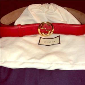 Leather Gucci interlocking belt